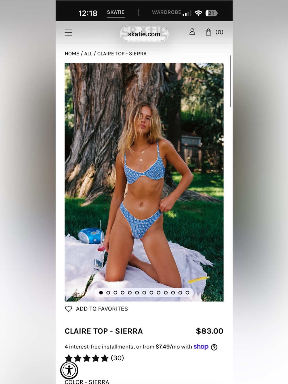 Skatie Sierra Blue Printed Underwire Bikini